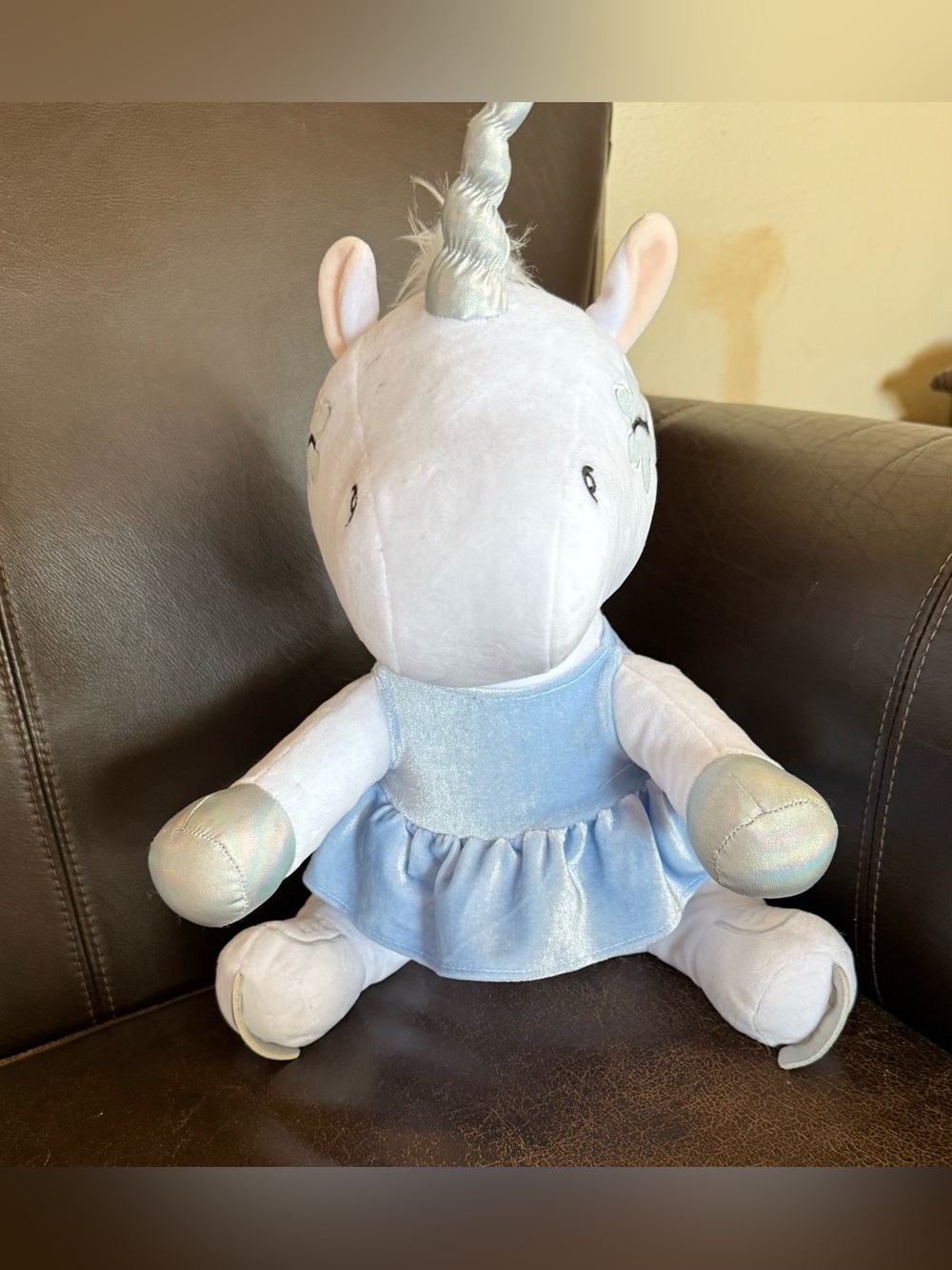 Plushie, Unicorn at 16” in Light Blue and White